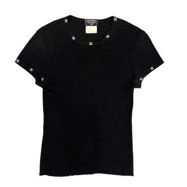 Chanel Black + White Ringer Logo Top