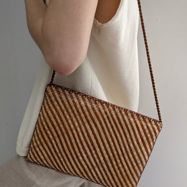 Vintage Woven Two-Toned Straw Shoulder Bag