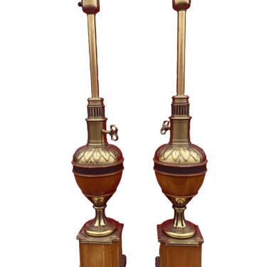 Pair of Large Mid-Century Modern Gold Colored Genie Lamps on