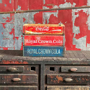 3 Vintage Rockford, Il 1960s Wood Cola Pop Bottle Crates Royal Crown Coke 