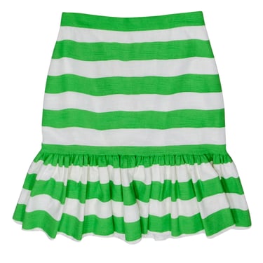Kate Spade - Green & White Stripe Drop Waist Skirt Sz 8