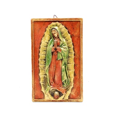 VINTAGE: LARGE 13.5" Ceramic Madonna Plaque - Virgin Mary, Maria - Religious Plaque - SKU 23-A-00015749 