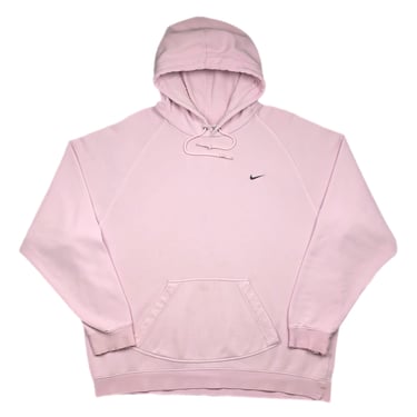 Vintage 90s/Y2K Nike Side Swoosh Light Pink Essential Embroidered Hoodie Sweatshirt Pullover Size XL 