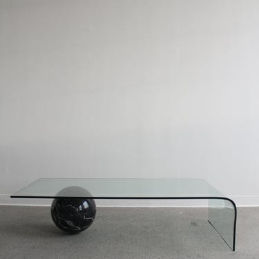 Curved Glass and Marble Coffee Table