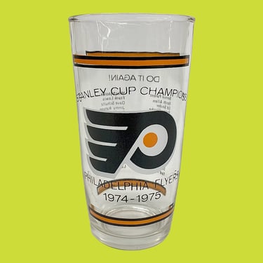 Vintage Philadelphia Flyers Pint Glass Retro 1970s Stanley Cup Champs + Penn Maid + Sour Cream Glass + Philly Sport + Ice Hockey Memorabilia 