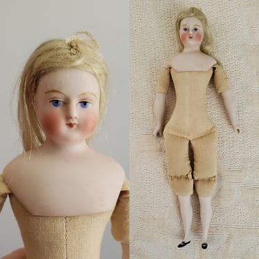 Antique Miniature Doll With Real Hair and Visible Ears - Antique Doll - Collectible Dolls 10