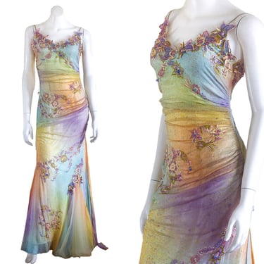 Pastel ombre silk evening gown 