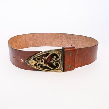 1950s Belt Brown Leather Waist Cinch XS 