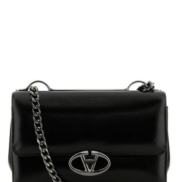 Valentino Garavani Women Black Leather Small Vlogo Shoulder Bag