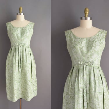 Vintage 1960s Silver Sparkly Mint Green Dress | Small Medium | 