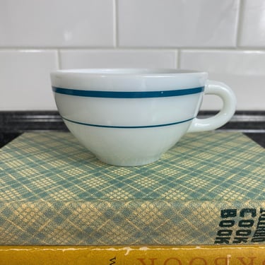 Vintage Anchor Hocking Blue Band Coffee Mug Tea Cup | Short Squatty Thick Coffee Cup Blue Stripe | Replacement Mug 