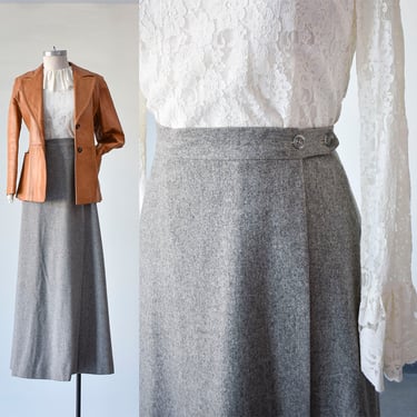 Vintage Gray Wool Riding Skirt / Vintage 1970s Anne Klein Skirt / Long Heavy Gray Wool Skirt / Vintage 1980s Wool Maxi Skirt / Long Skirt 28 
