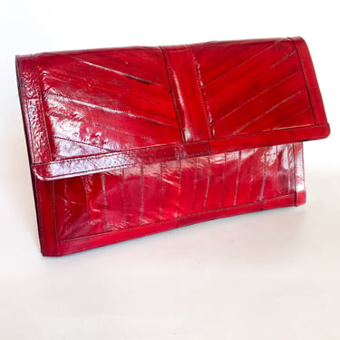 1980s Dark Red Rectangle Paneled Bag