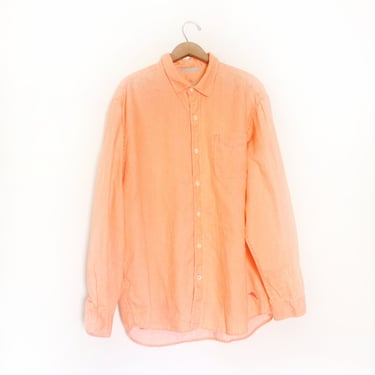 Soft Orange Linen Button Down Shirt 