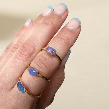 purple opal ring, october birthstone ring, stacking opal ring, handmade opal jewelry, raw opal gemstone ring, eternity fire opal ring 