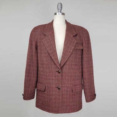 Christian Dior Blazer / Vintage Dior / 1980s Tweed Blazer / Women's Wool Tweed Blazer / Size Large 