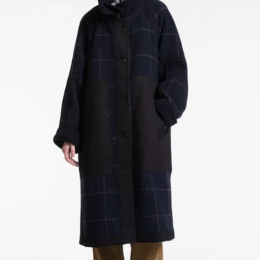 Girls of Dust Reversible Tambura Wool Trench - Navy/Brown on Garmentory