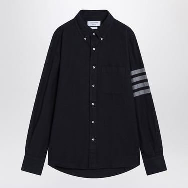 Thom Browne Navy Blue 4-Bar Shirt In Flannel Men