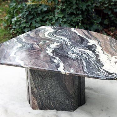 Solid Marble Postmodern 1980s Coffee Cocktail Table 