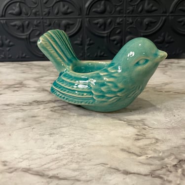 Teal Ceramic Bird votive Holder