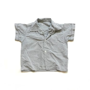 Vintage 60’s KIDS Gingham Button Down Dress Shirt Sz S 