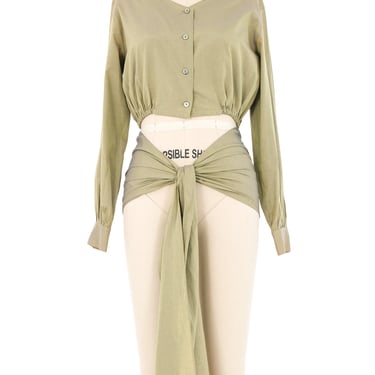 Junior Gaultier Cutout Wrap Front Cotton Blouse