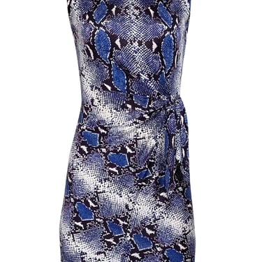 Diane von Furstenberg - Blue, Purple, & Off-White Snakeskin Print Sleeveless Dress Sz 2