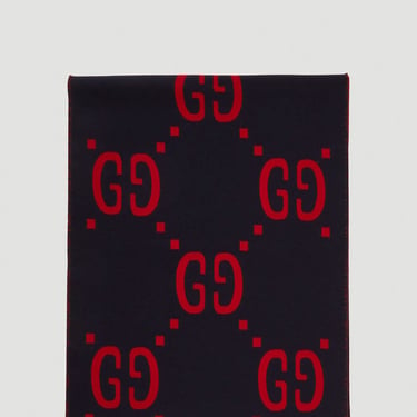 Gucci Men Gg Logo Wool Scarf