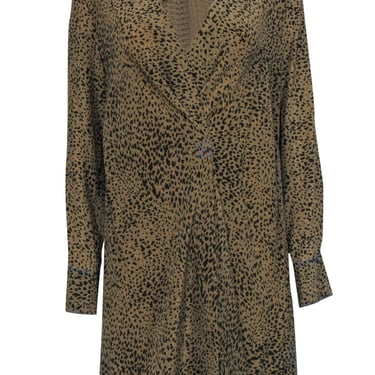 Rag & Bone - Tan & Black Leopard Print Silk Shift Dress Sz M