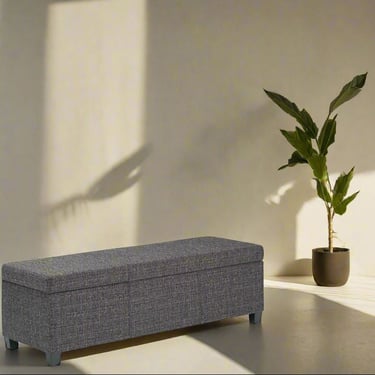 Avalon 48&quot; Dark Grey Tweed Upholstered Storage Ottoman FFW258-593