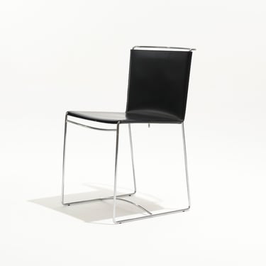 CHAISE FIL EN CUIR NOIR, PASCAL MOURGUE, 1990s
