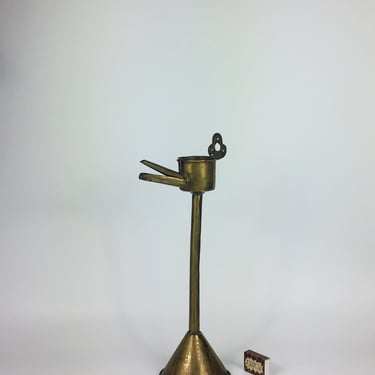 Very high Antique Dutch Snotneus brass spout kerosene lamp, Flemish Spout Lamp, rare brass oil lamp, nose-drip lamp, double spout design, 
