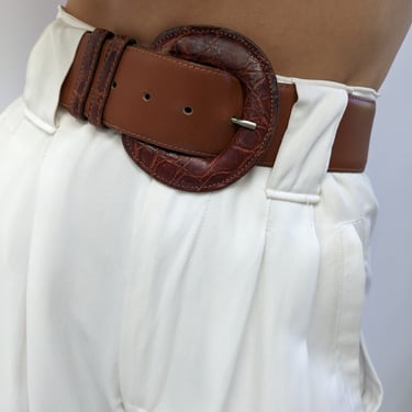 Vintage Embossed & Smooth Leather Belt