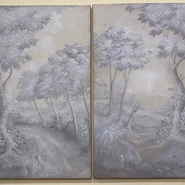 Item #TS1 Pair of Large Scale Grisaille Wall Panels by Huff Harrington Home c.2013