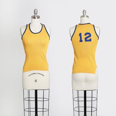 Vintage 50s Russell Southern Co. Yellow Basketball Jersey 