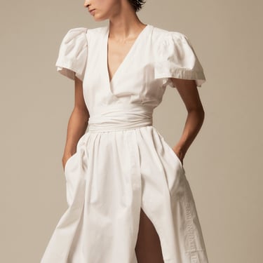 YSL Bone White Cotton Wrap Dress