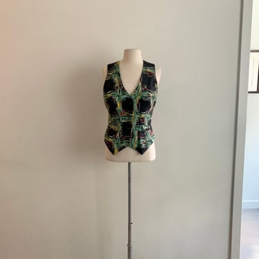 Todd Oldham vintage 90s plaid print vest-size S 