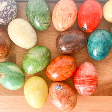 Set of Six Vintage Italian Alabaster Easter Eggs 