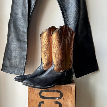Vintage Anderson Bean Black &amp; Bronze Metallic Cowboy Boots / men's 10