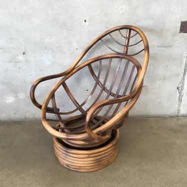 Mid Century Bamboo Swivel Chair
