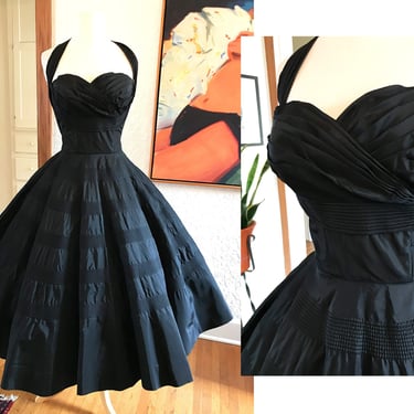 Killer 1950's " Fred Perlberg Originals"  Designer Cocktail Party Dress with Halter top and Circle Skirt! -Size Small 