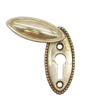 Vintage Polished Brass Beaded Oval Drafted Keyhole Cover