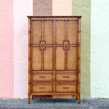 Handsome Faux Bamboo Thomasville Armoire