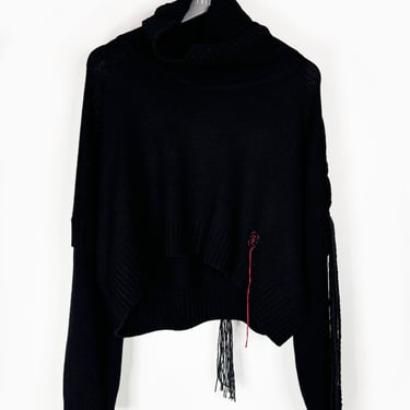 Plaza Corto Embroidered Shoulder Wool and Cashmere Blend Pullover