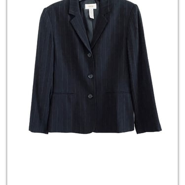 90s Talbots Black Pinstripe Wool Blend Blend Career Blazer Size 4 
