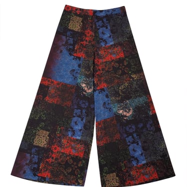 Alice &amp; Olivia - Black &amp; Multicolor Abstract Floral Print Wide Leg Pants Sz 6