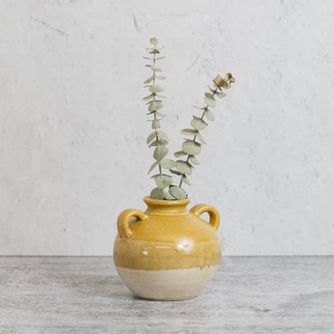 Yellow Bud Vase | Modern Ceramic Vase | Vase with Handles | Interior Design | Modern Decor | Minimalist | Desert Style | Mustard Yellow Clay 