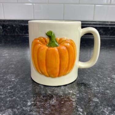 Vintage Otagiri 3D Pumpkin Mug Ceramic Glossy 8 Fl Oz Fall Autumn Holiday, Old Pumpkin Coffee Mug, Otagiri Pumpkin Coffee Mug, Fall Pumpkin 