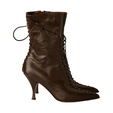 Dior Brown Leather Corset Heel Boots