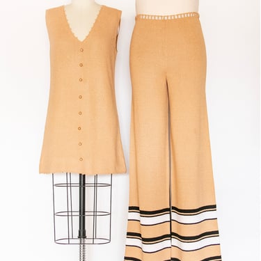 1970s Ensemble Pants Top Knit Set S/M 